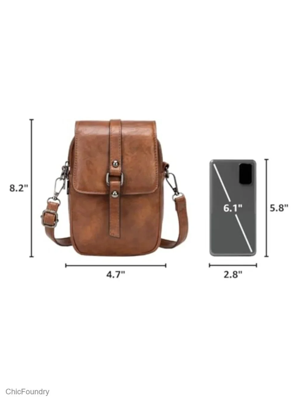 Small Crossbody Phone Bag in PU Leather with Adjustable Strap